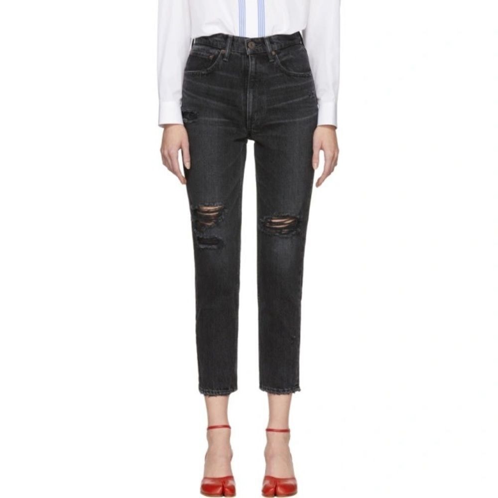 NEW Moussy Vintage Black Stuart Boy Skinny High Waist‎ Jean Size 24 Edgy Grunge